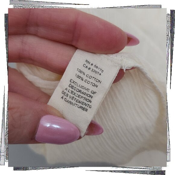 Cream Peasant Style Boho Top w/ Embroidery n' Tie (S) by C KEER - Picture 6 of 6